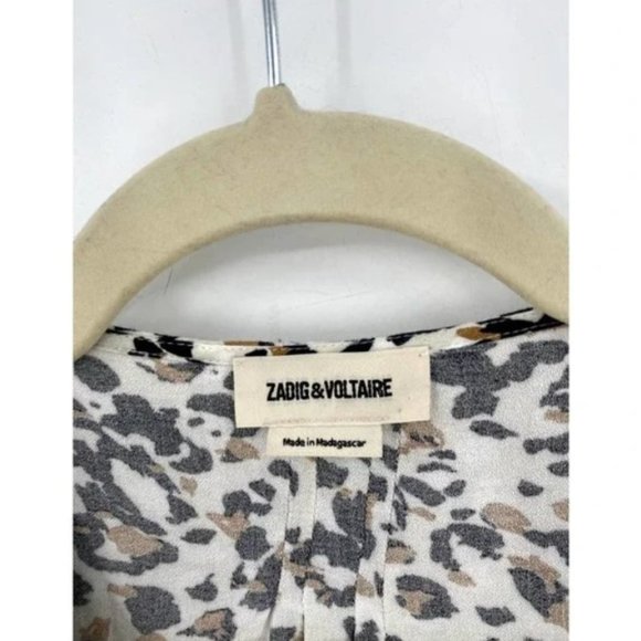 Zadig & Voltaire Remus Leo Leopard Long Sleeve Button Down Mini Dress Size Small - Picture 5 of 6